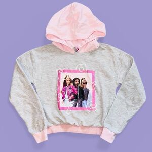 Barbie Pink & Gray Pullover Hoodie with Doll Graphic Kids Sweatshirt size M